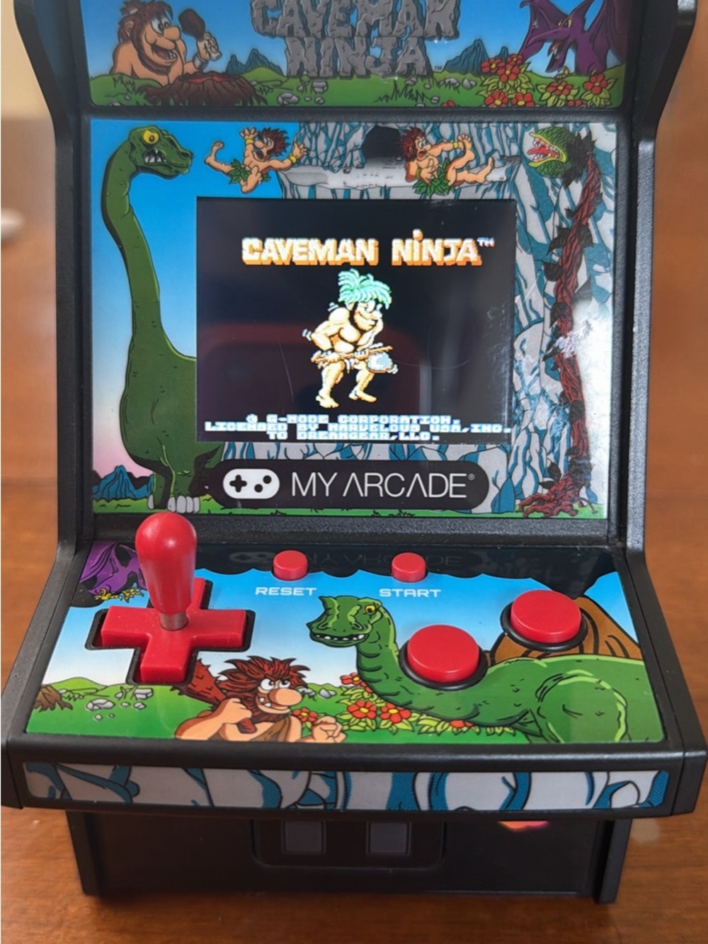 Arcade Caveman Ninja Mini Arcade — Black Cabinet with Red Controls